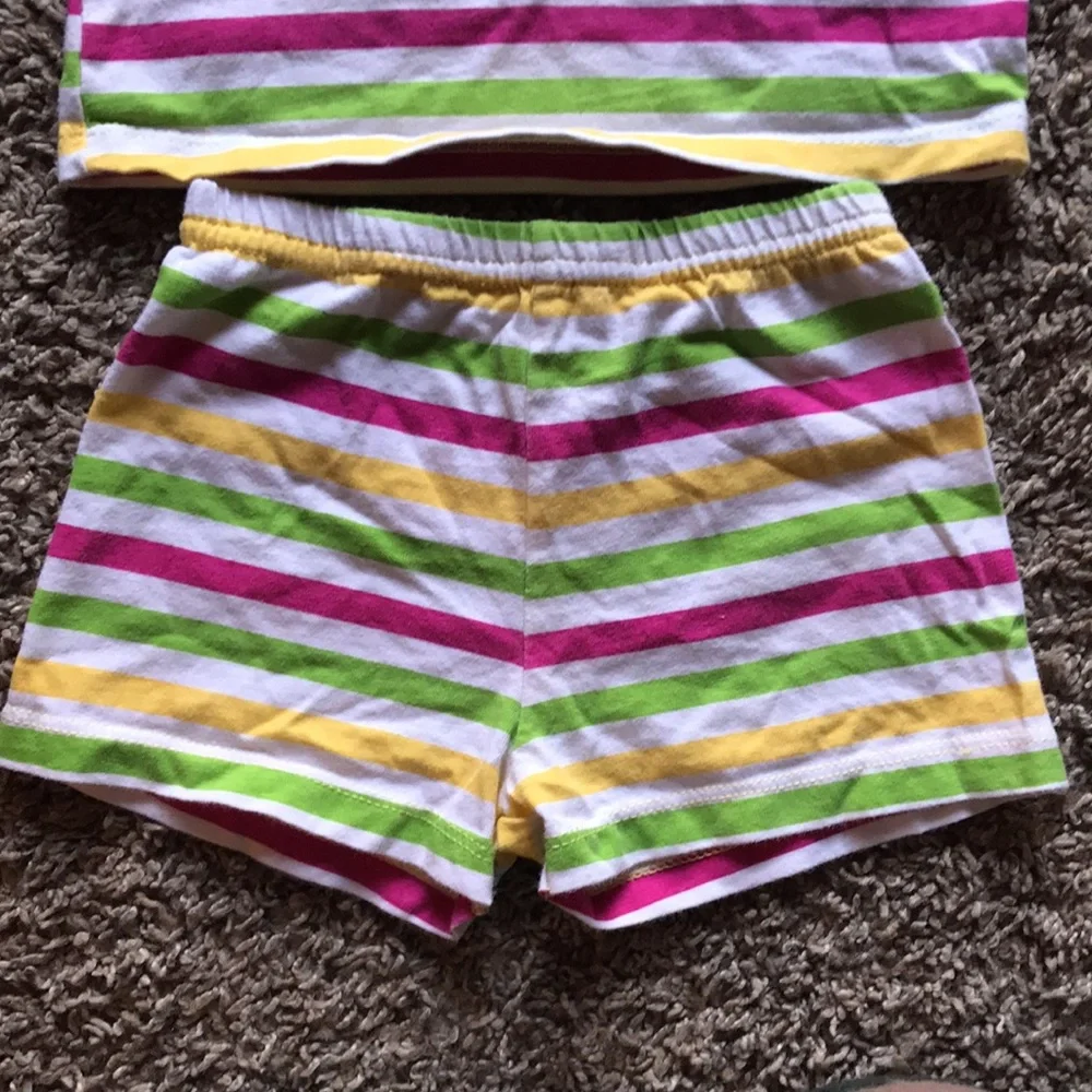 Garanimals Yellow Pink Green Striped Matching Set Shorts & Tank Top - Picture 3 of 4